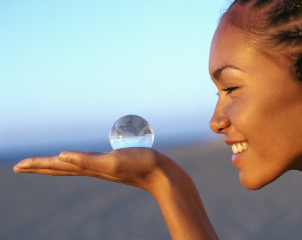 Woman-Crystal-World-Ball-In Hand
