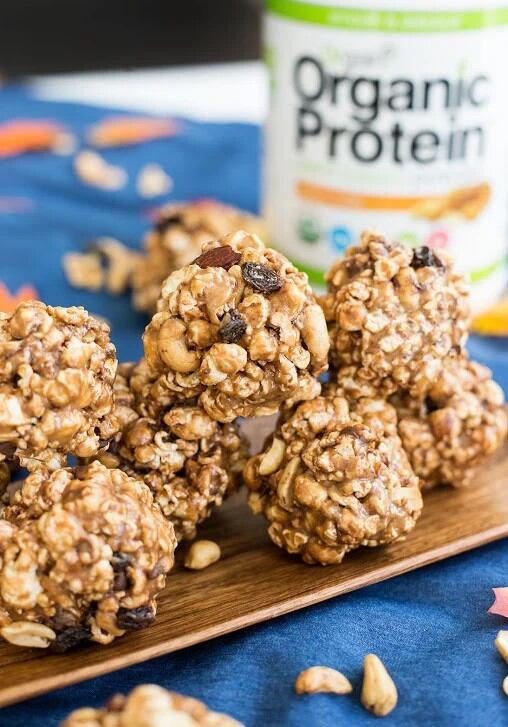 Orgain peanut butter popcorn balls
