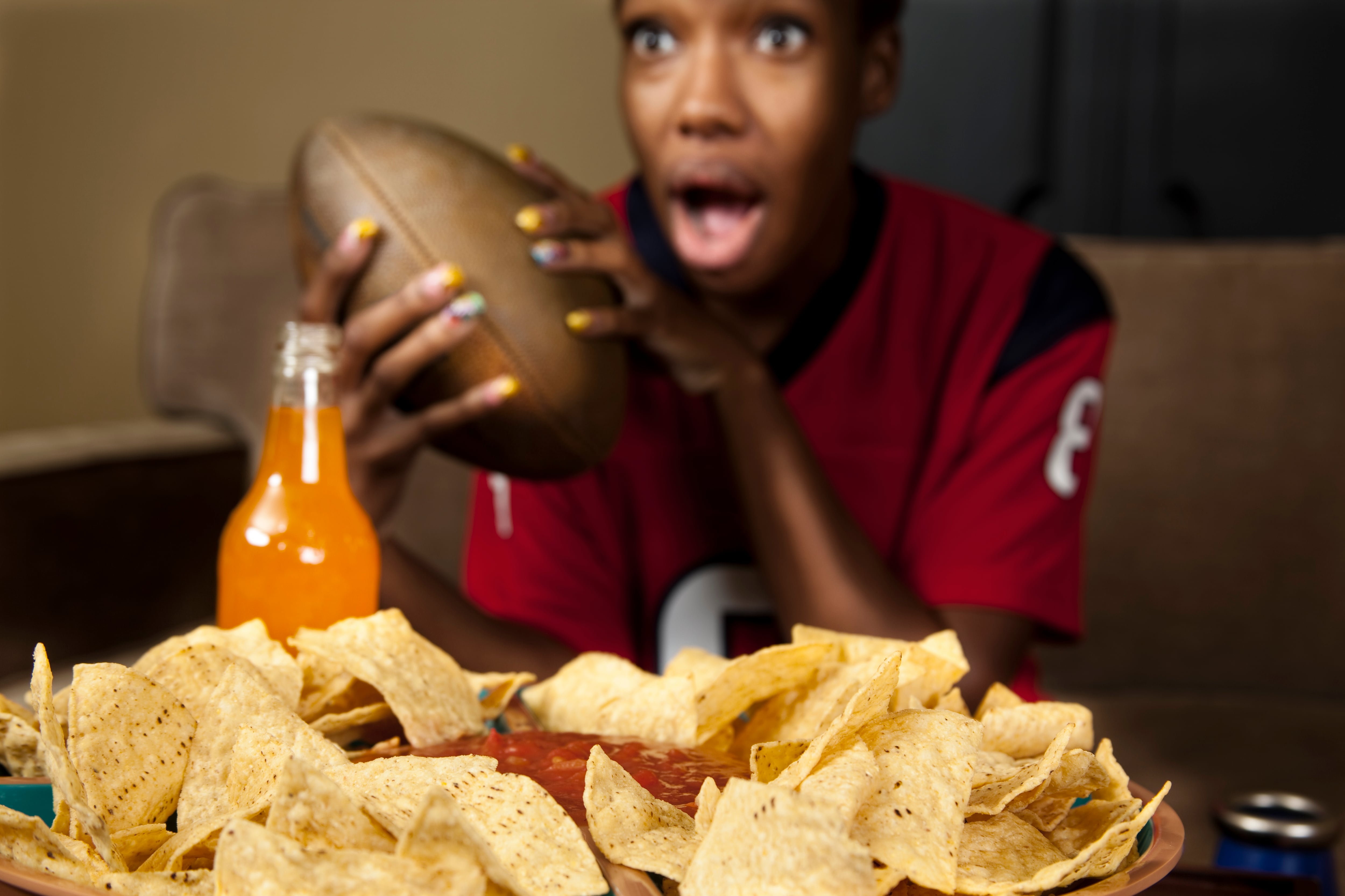 Super Bowl fan at home