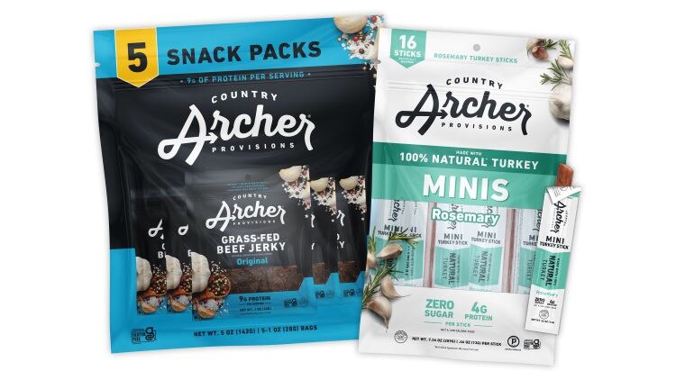 Rosemary turkey mini sticks and beef jerky snack packs