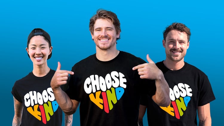 Choose Kind Champions Dylan Efron, Justin Herbert and Kristen Kish,