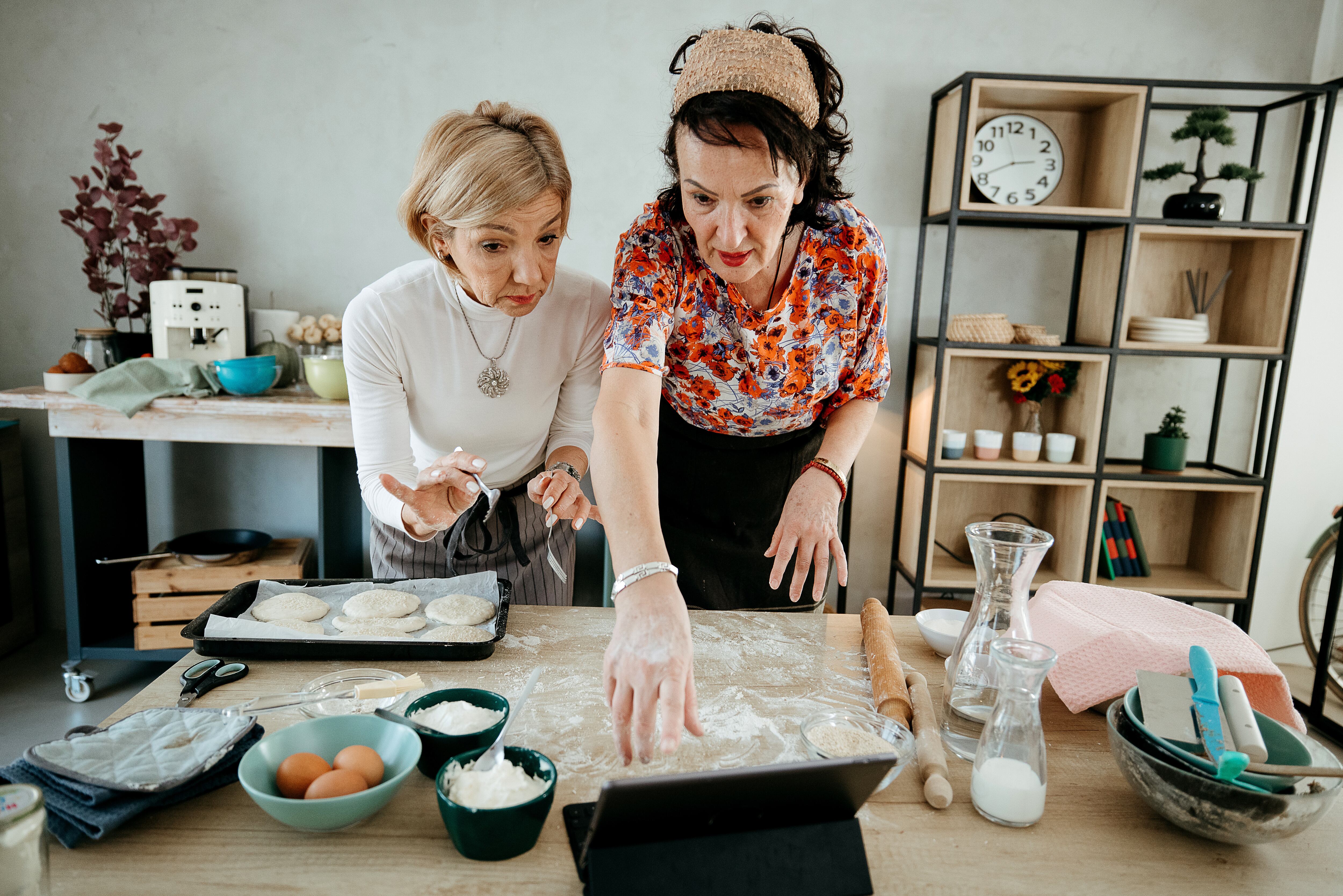 Friends baking together