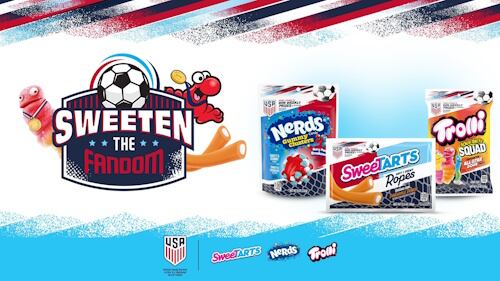 Ferrara’s SweeTARTS Ropes GOOAAL-DEN Pineapple Punch; Berry Punch NERDS Gummy Clusters; and Trolli Sour Brite Squad