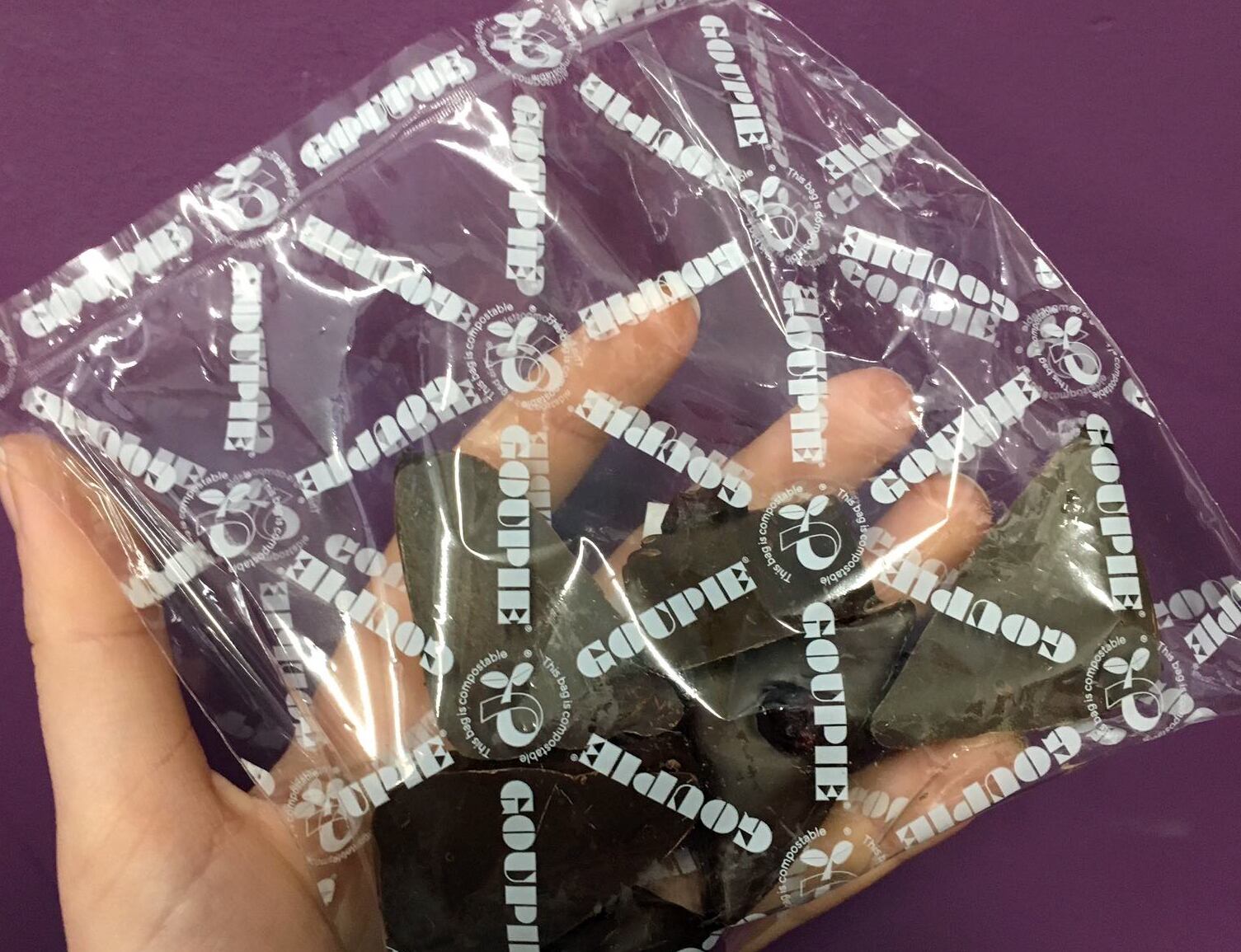 Goupie switches from recyclable plastic to compostable bags