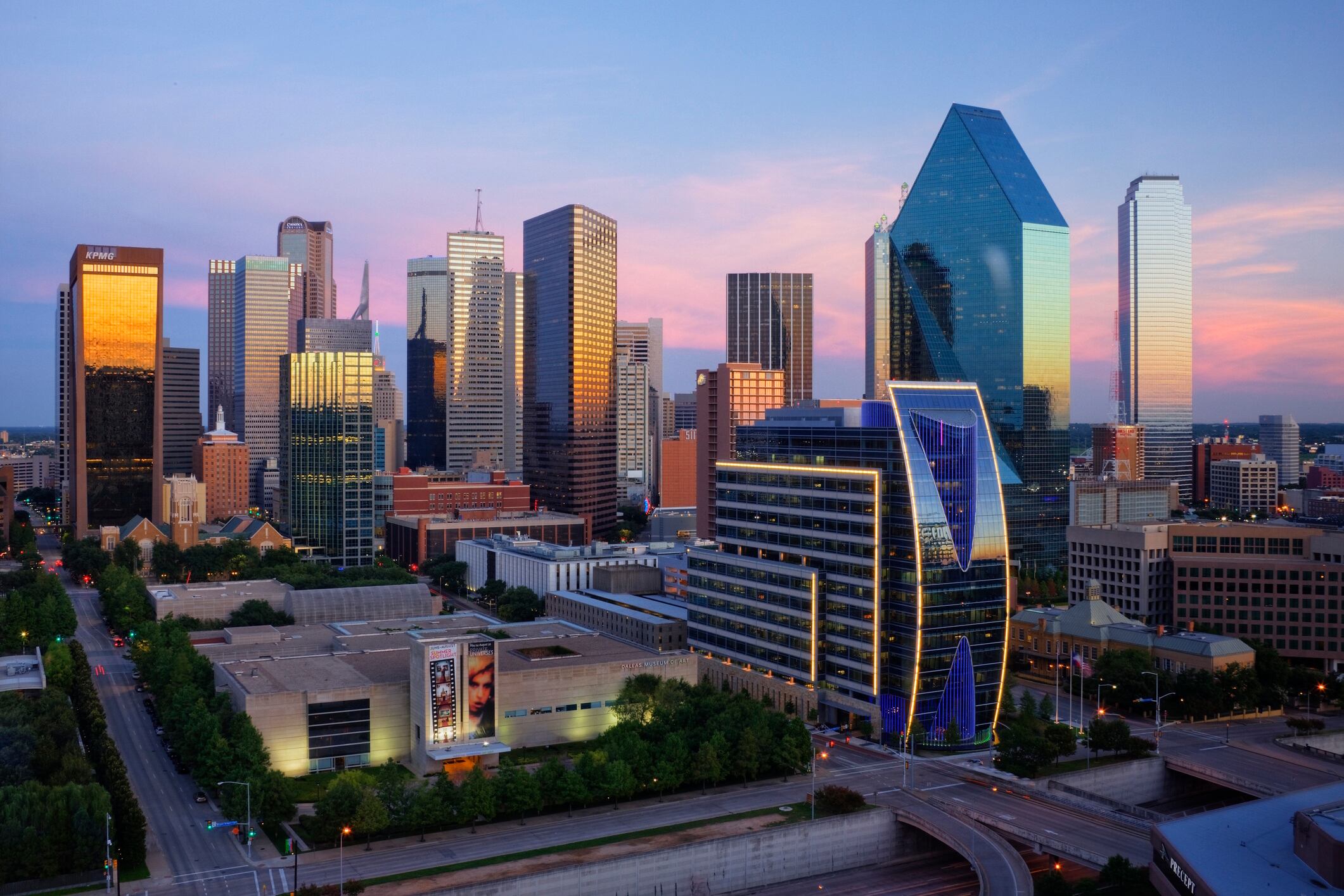 Dallas skyline at dusk Jeremy Woodhouse GettyImages
