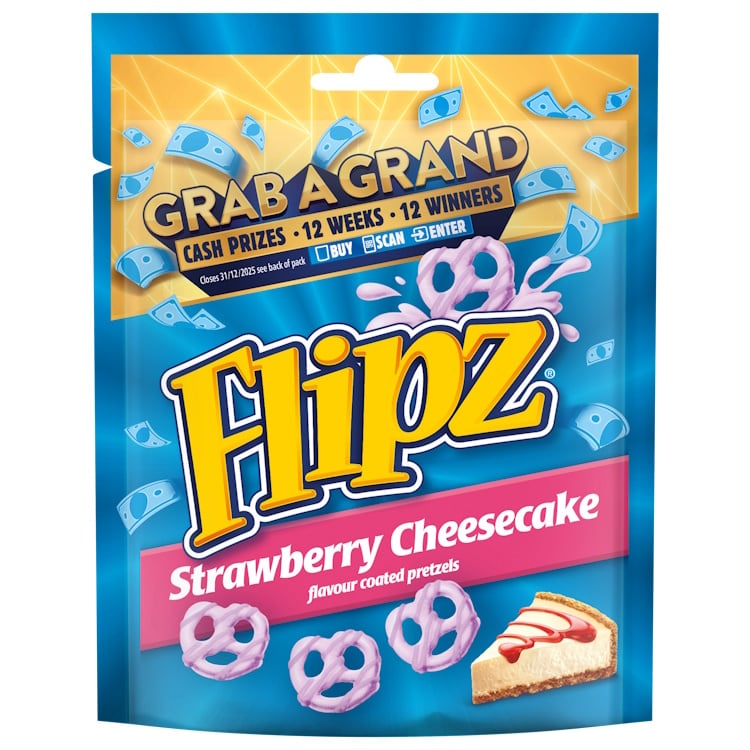 Flips Strawberry Cheesecake Flavour Coated Pretzel