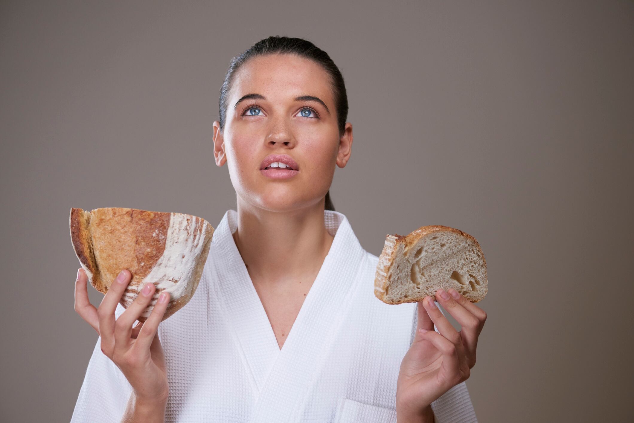 Close up beauty shots of female model, some with foods and clean living energy Plume Creative GettyImages