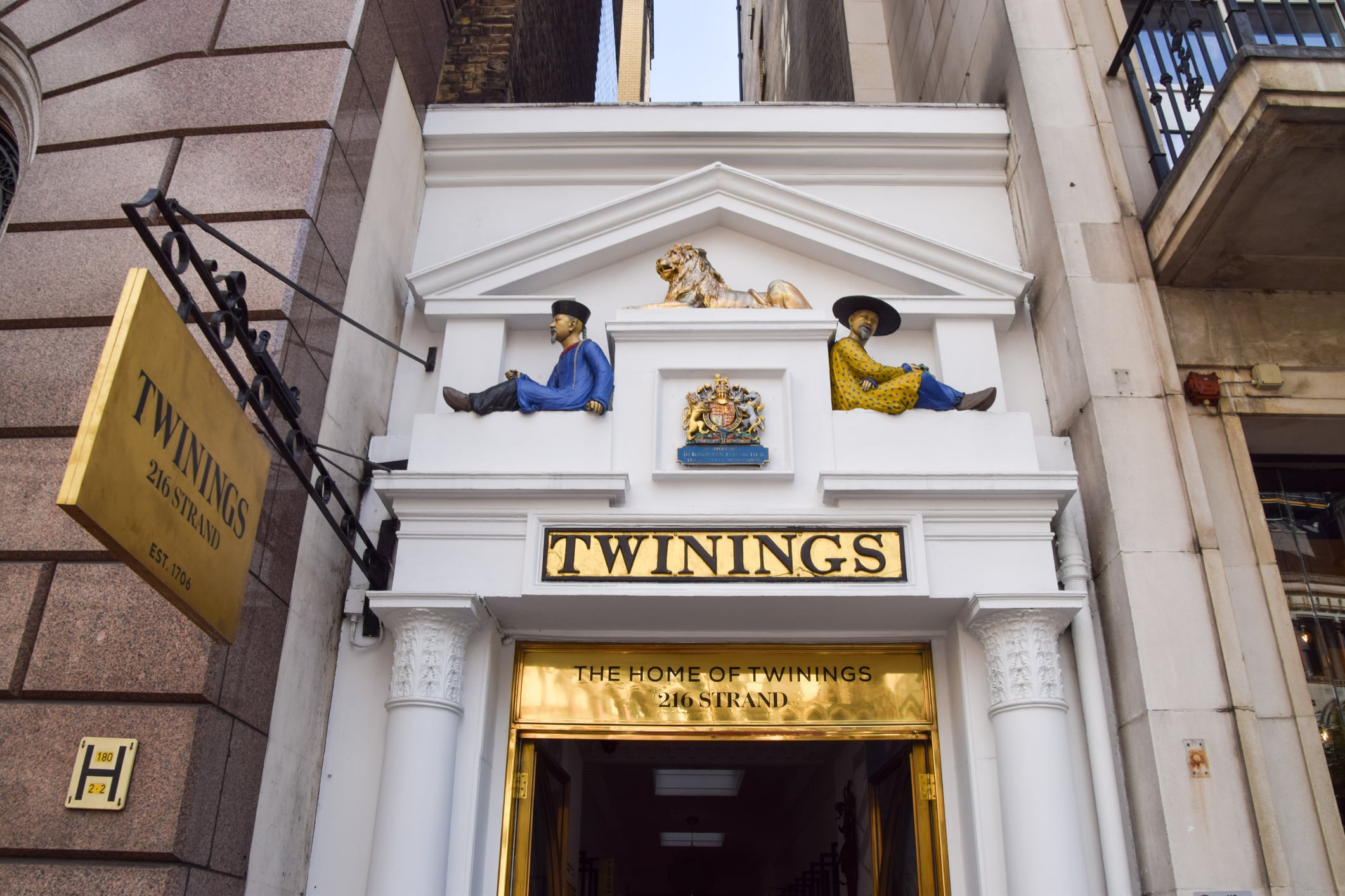 London, UK - August 26 2025: exterior view of Twinings flagship tea shop on The Strand