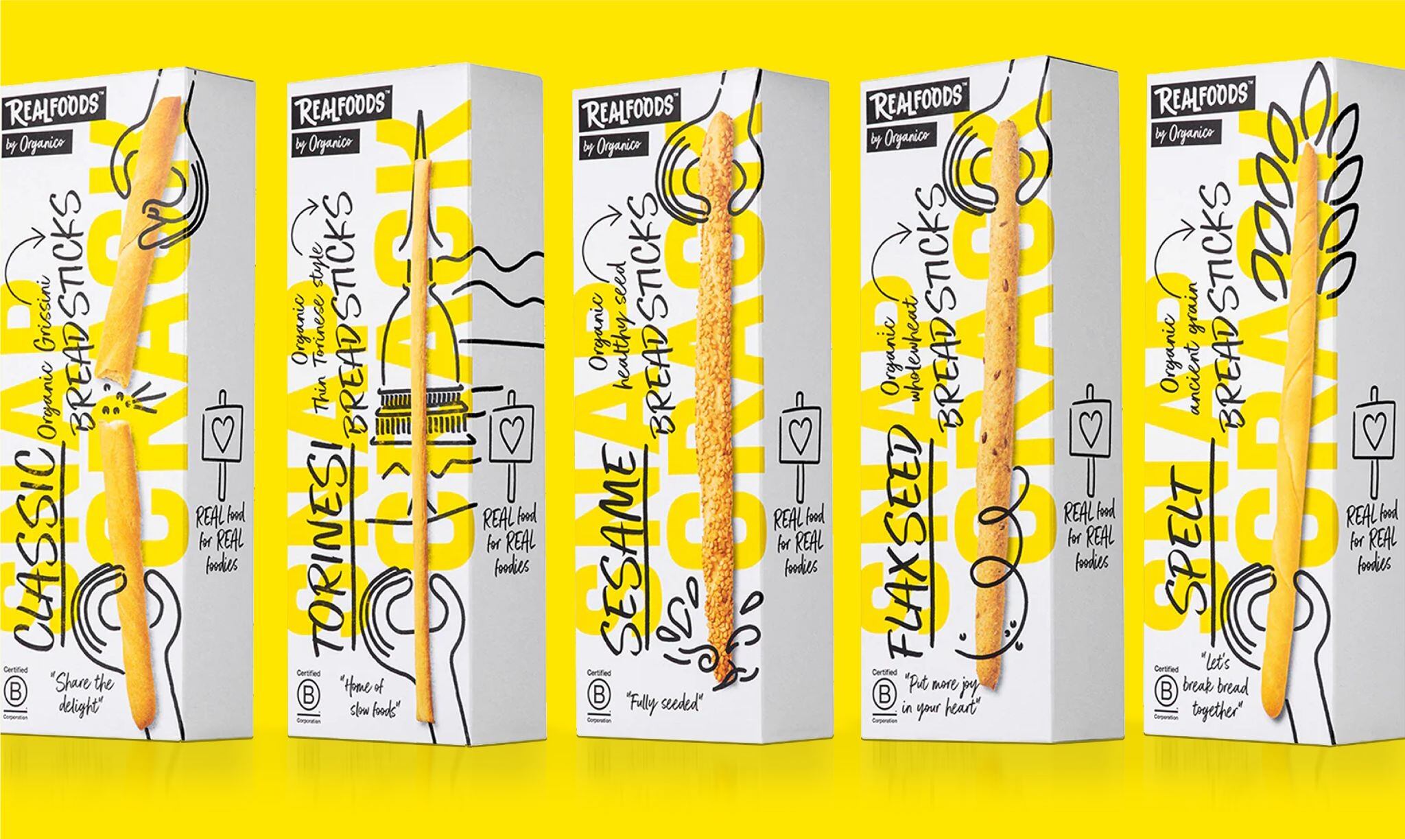RealFoods by Organico's lineup of breadsticks