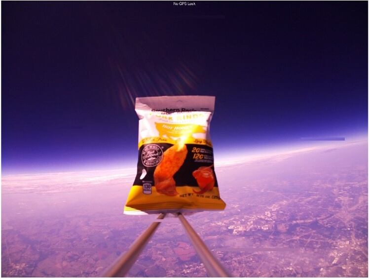 Southern Recipe Small Batch pork rinds boldly go into the stratosphere during PorkRinds.com’s near-space mission.