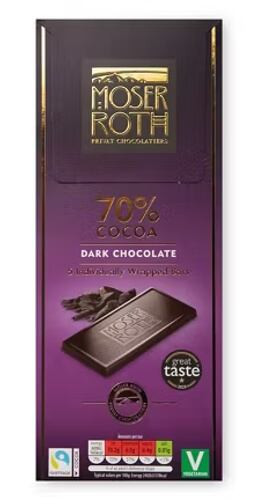 Aldi’s own-label Moser Roth dark milk chocolate