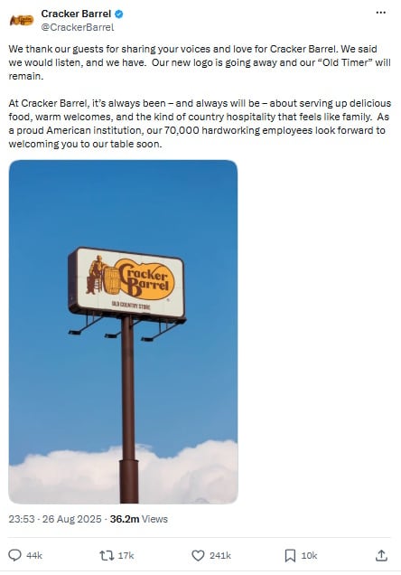 Cracker Barrel X post