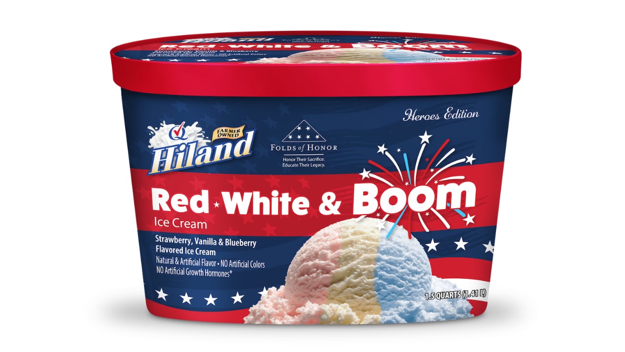Red, White & Boom brand ice cream is an American take on the classic Neapolitan, but with strawberry, blueberry and vanilla flavors.