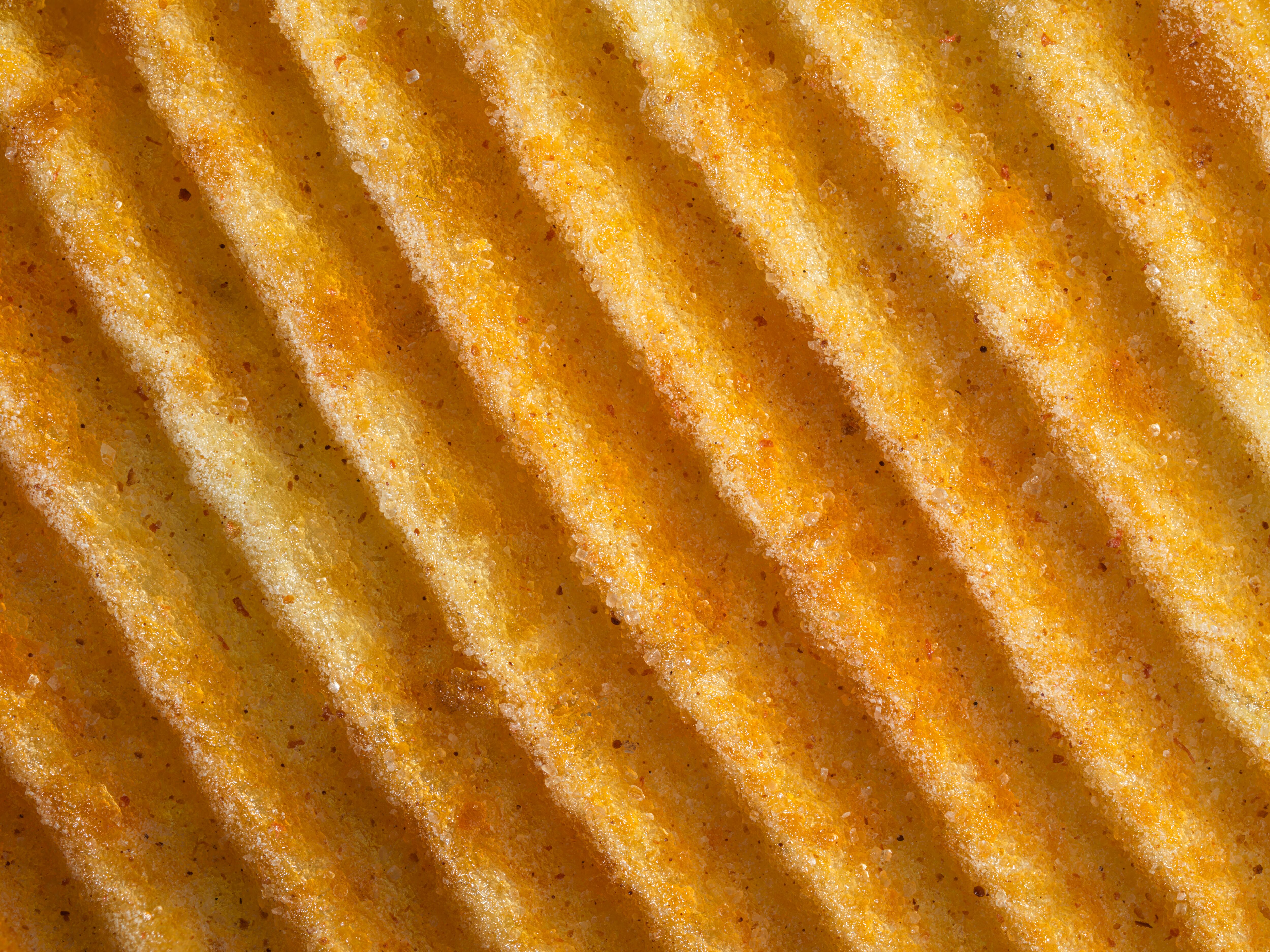 Extreme close up of a potato chip
