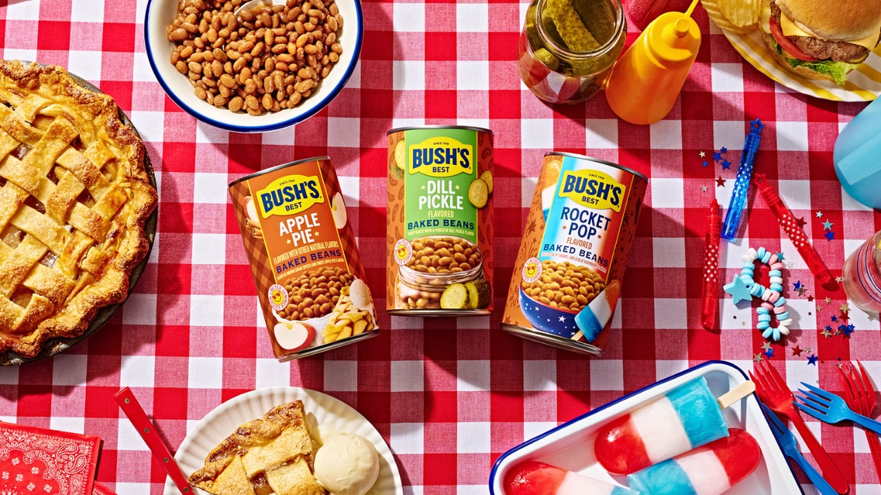 Rocket Pop-flavored beans is a new one for consumers at Bush's Beans. The brand also released varieties in pickle and apple pie flavors.
