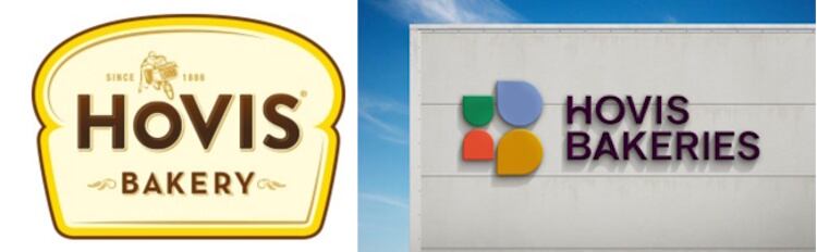 Old and new Hovis logos
