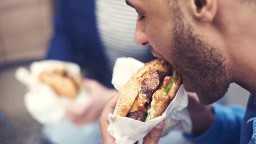 Man eating a burger