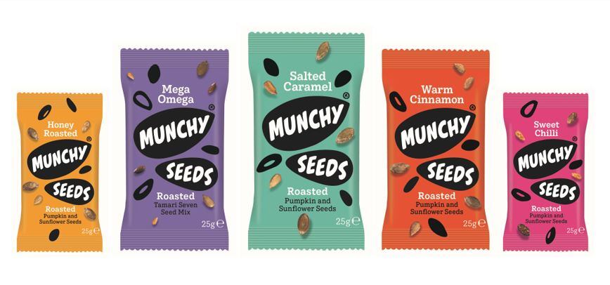 Munchy Seeds rebranding ditches plastic pots in favour of resealable pouches 