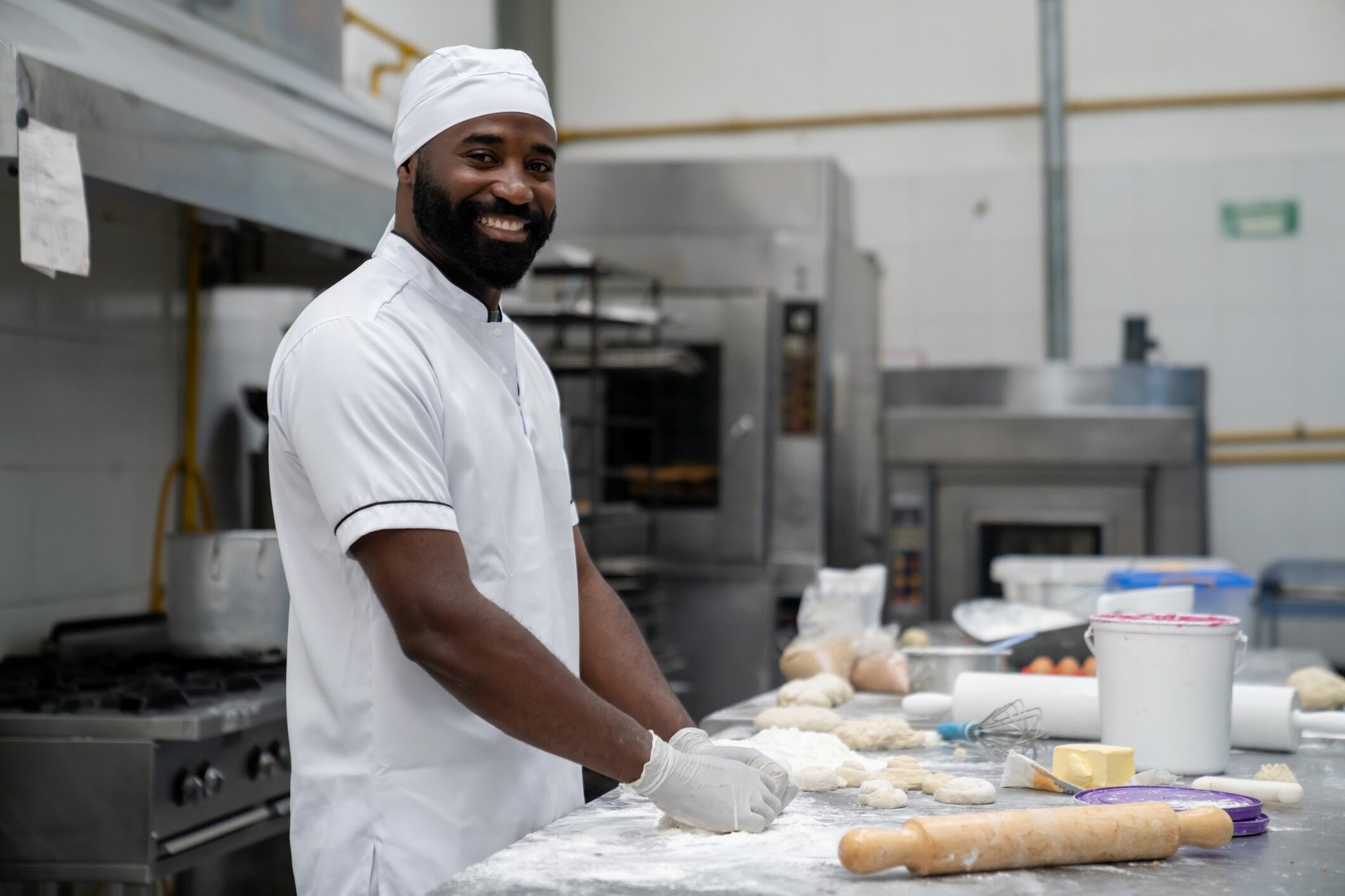 African baker at work