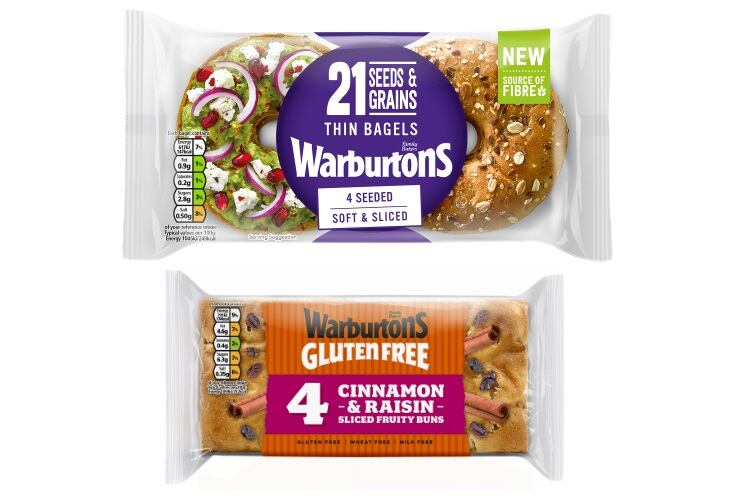 Warburtons’ 21 Seeds & Grains Thin Bagels and Gluten Free Cinnamon & Raisin Sliced Fruity Buns