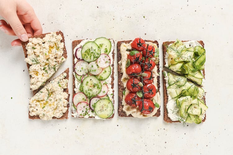 Savoury rye bread topper selection from Biona