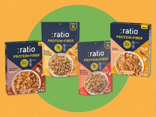General Mills has expanded its Ratio line with Cinnamon Almond and Honey Almond protein cereals