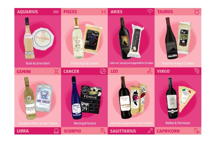 Aldi's astrology cheese and wine pairing
