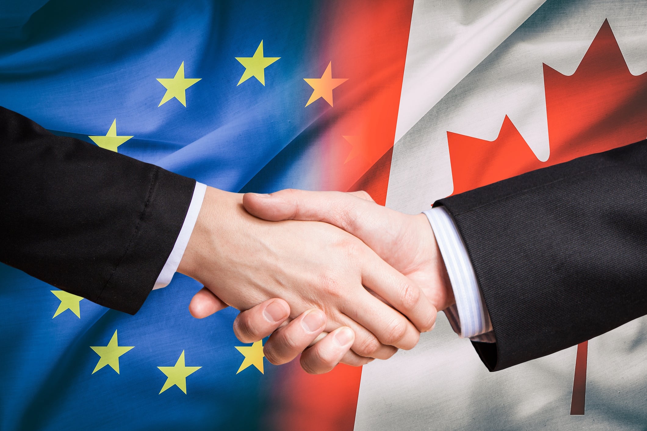 Canada EU shaking hands
