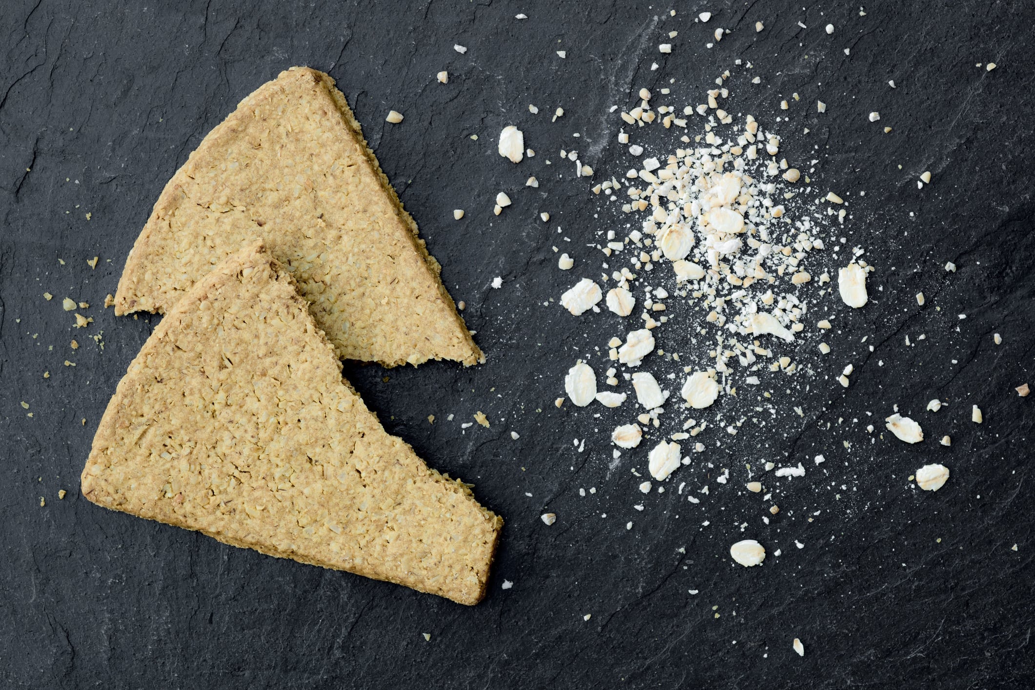 Rough oatcakes on slate