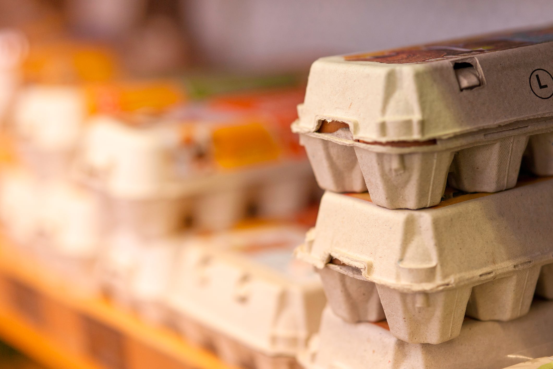 Organic eggs on a shelf