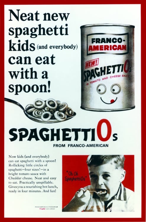 Campbell’s SpaghettiOs advertisement from 1965