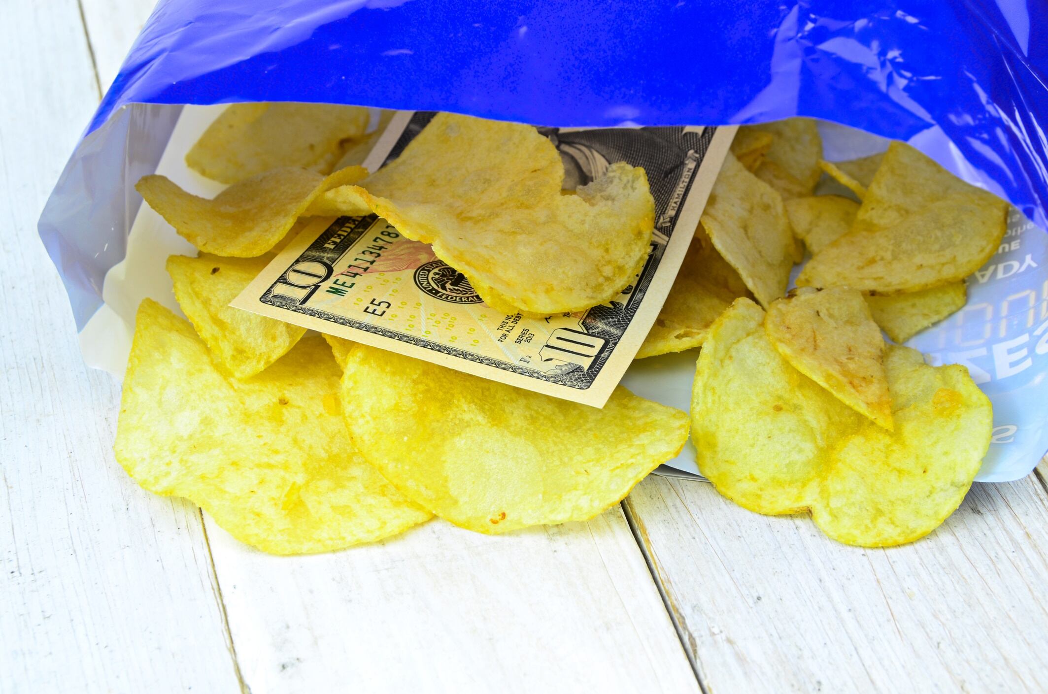 Potato chips and money