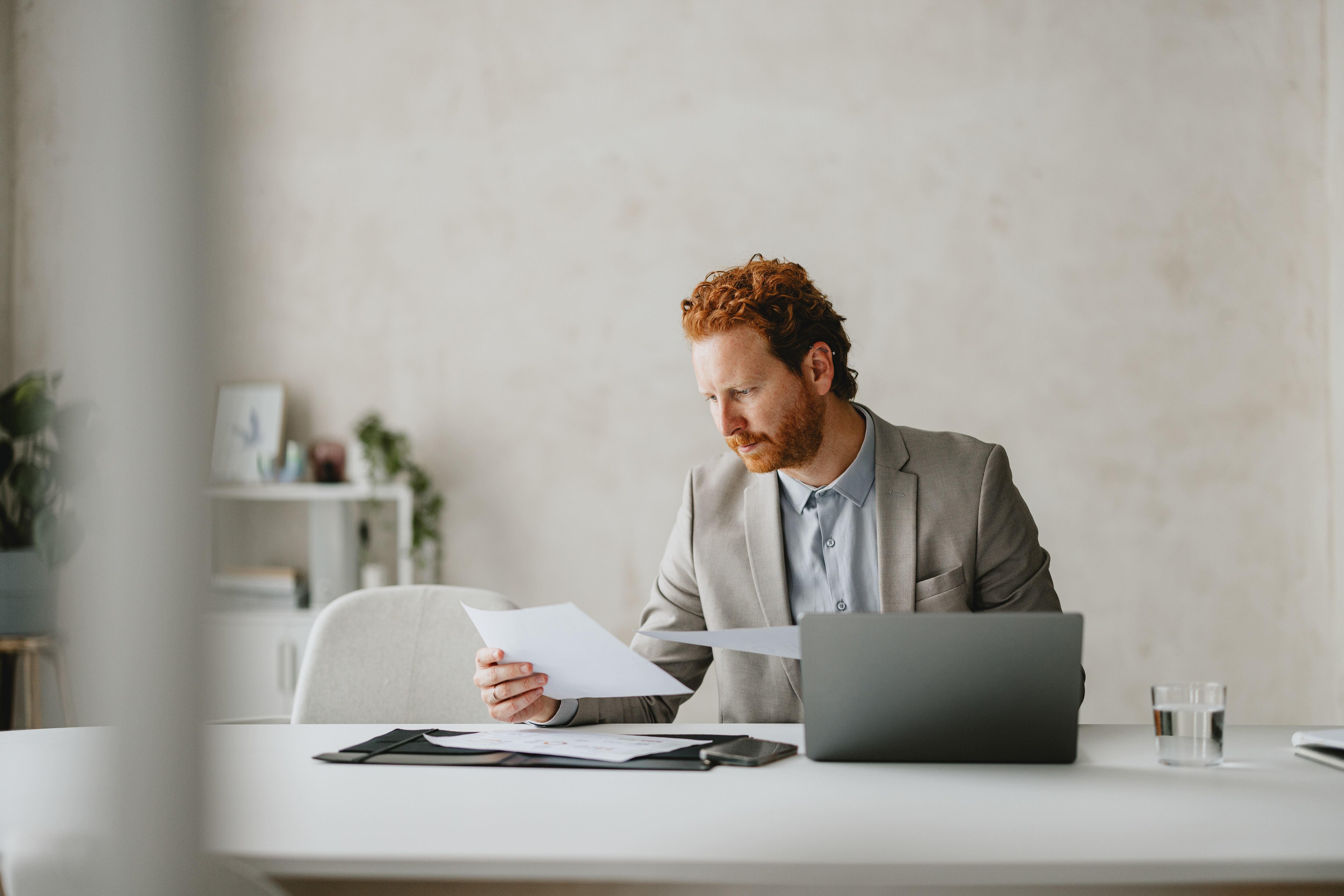 Businessman reviewing documents