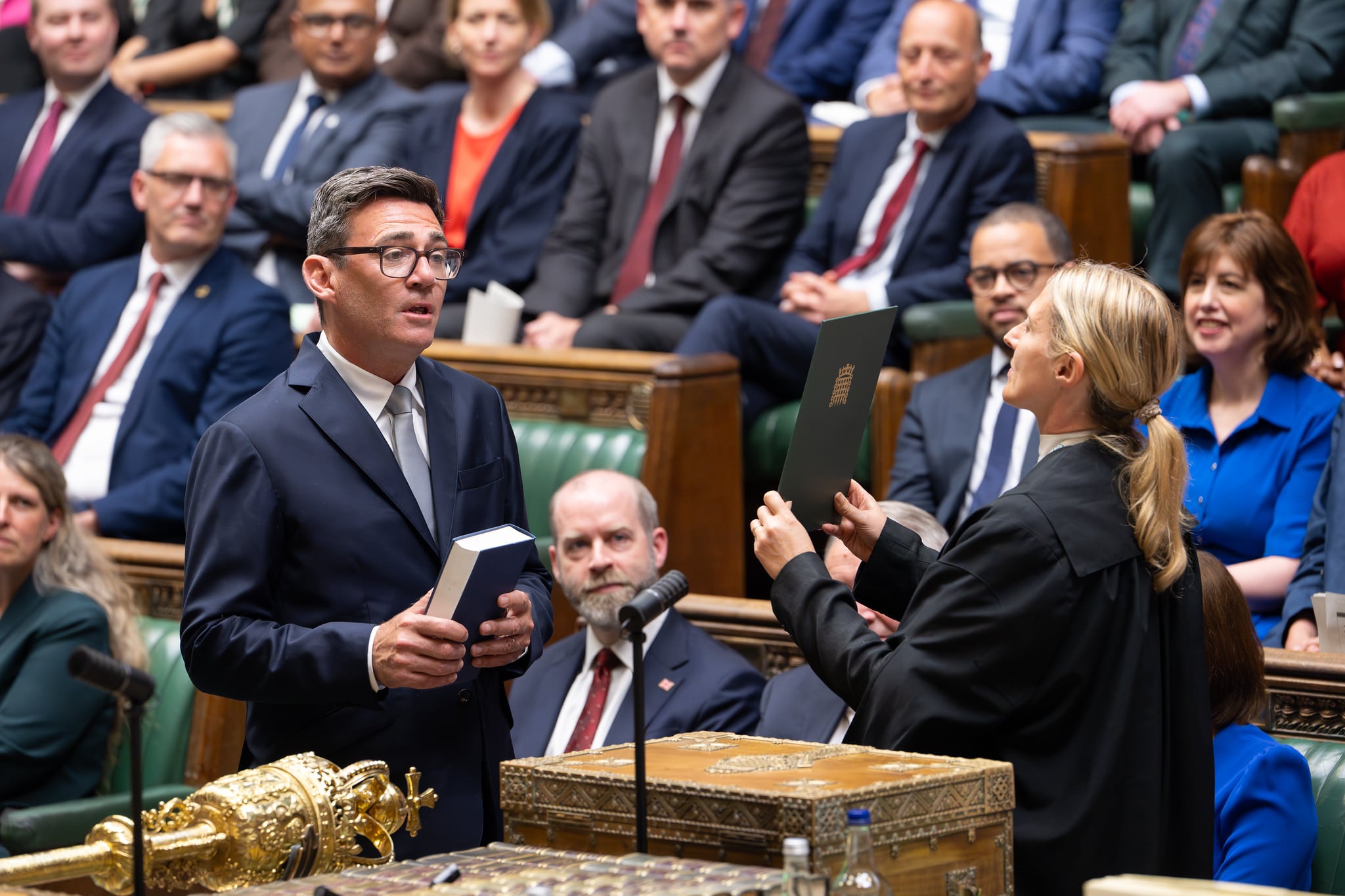 Andy Burnham being sworn in as MP for Makerfield (Labour) in June/July 2026