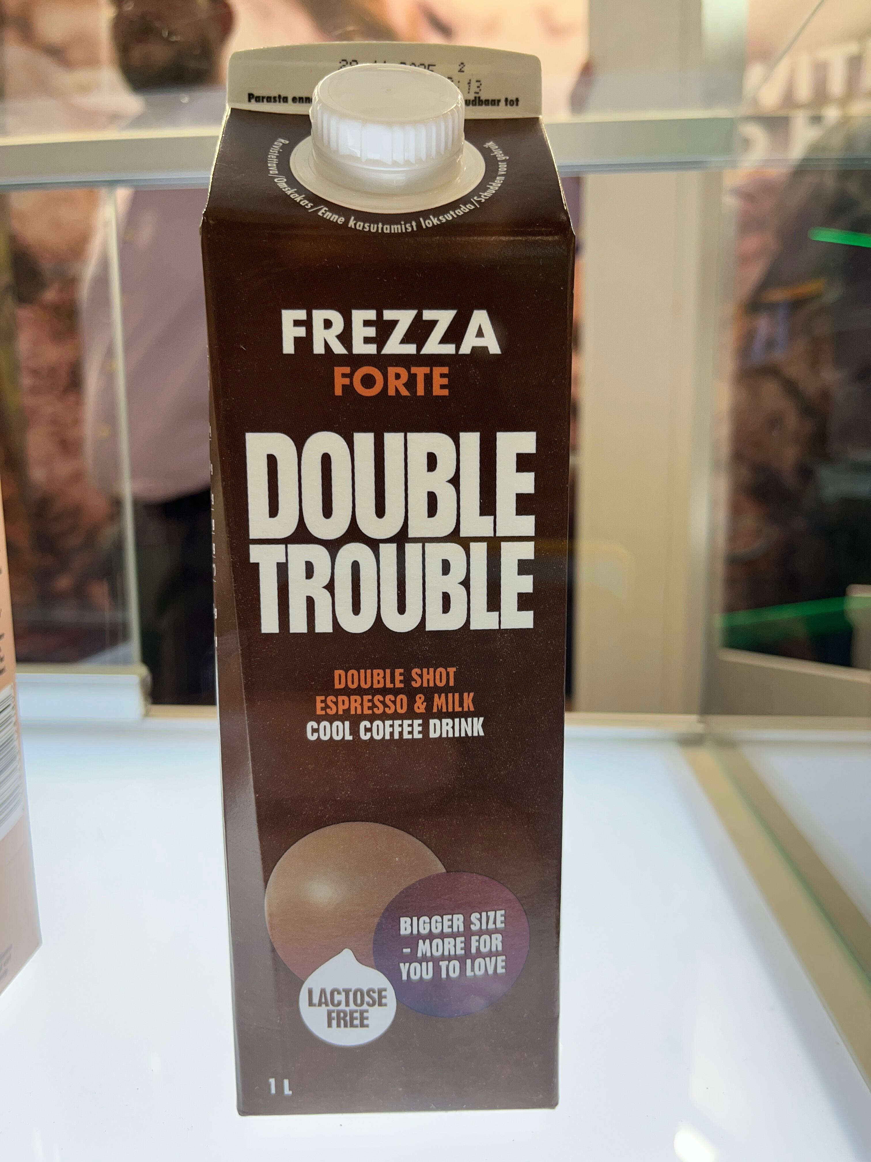 Frezza's Double Trouble milk drink with a double shot of espresso.