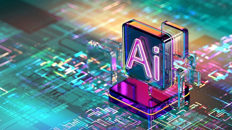An AI chip on a motherboard
