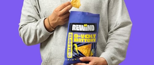 Rewind’s battery-flavoured corn crisps