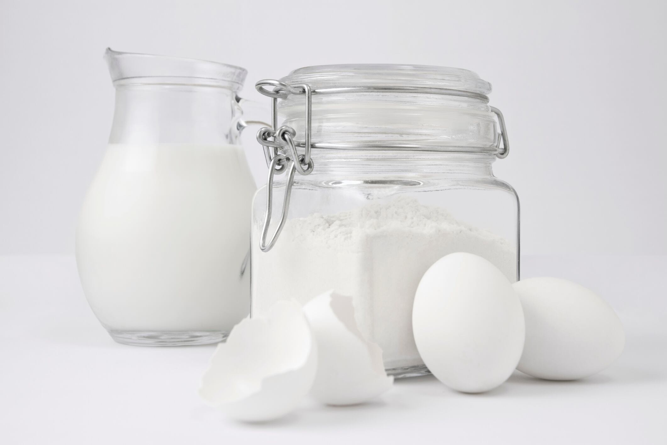 Baking Ingredients Eggs, Flour and Milk anilakkus GettyImages-