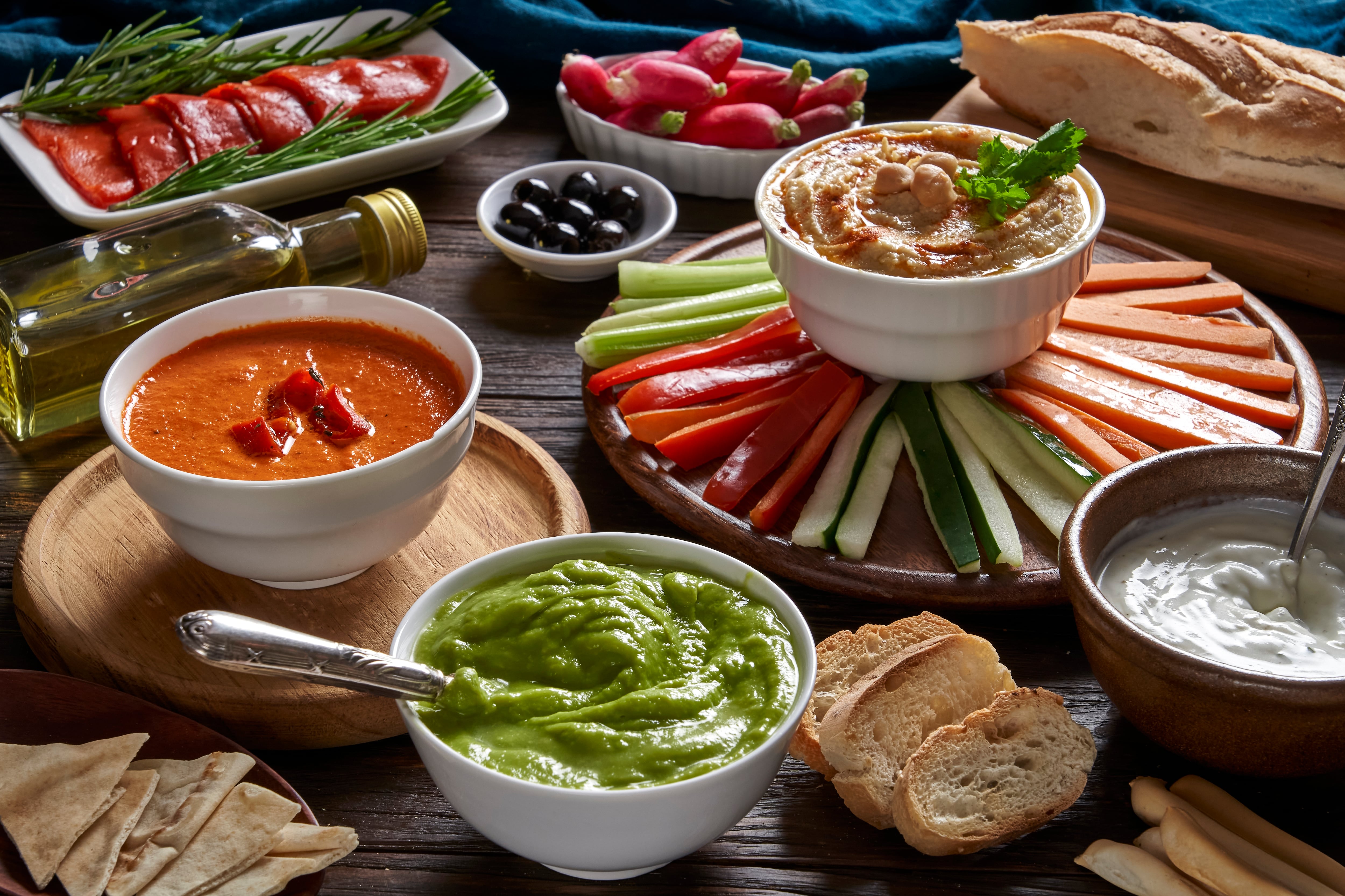 Healthy snacks and dips