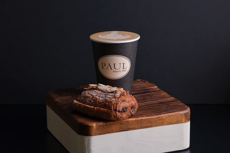 Paul coffee and Pain au Chocolate