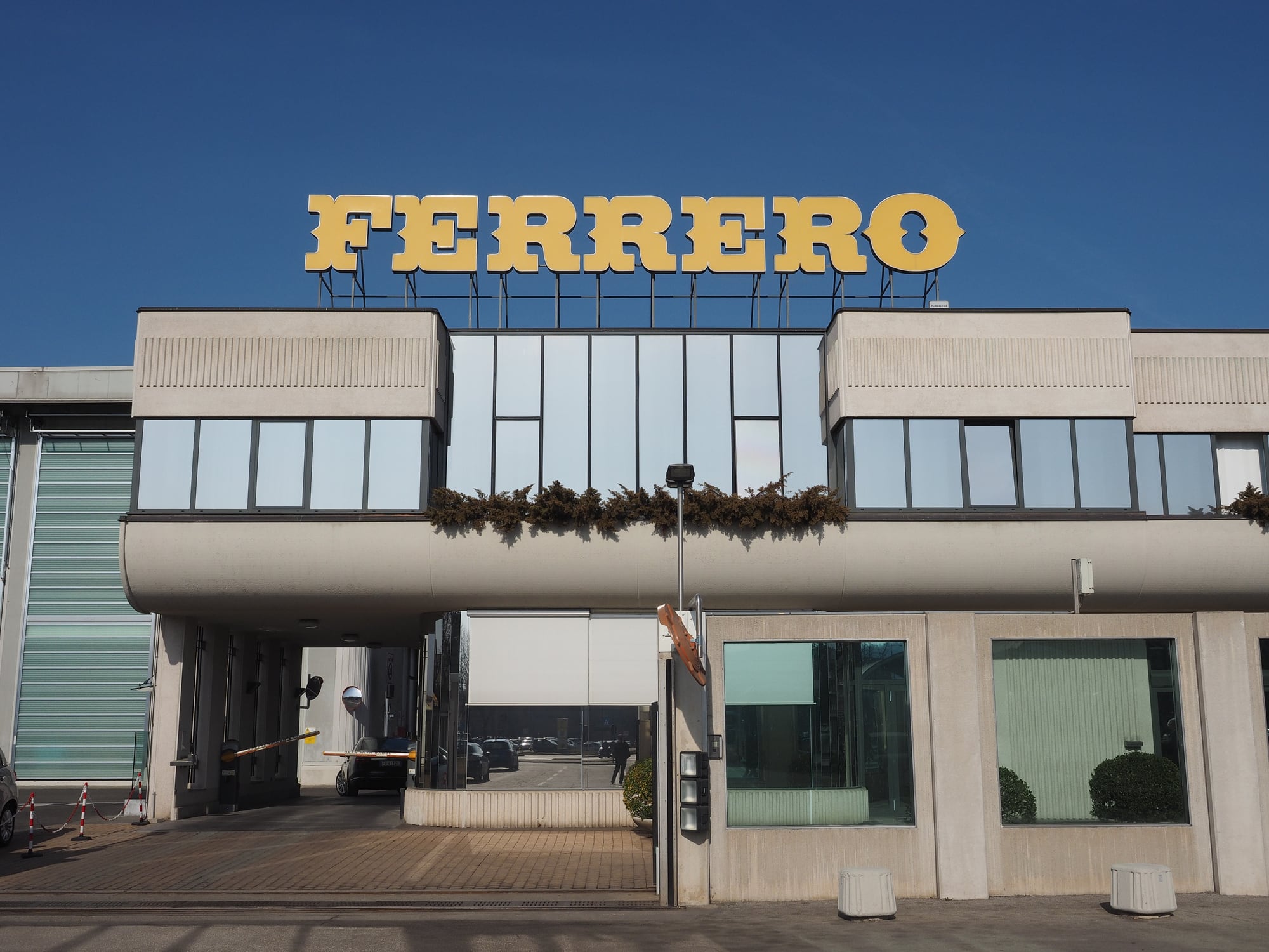 ALBA, ITALY - CIRCA FEBRUARY 2019: Ferrero chocolate producer and confectionery company headquarters