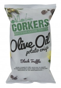 Corkers Olive Oil Crisps, Black Truffle, £1.99 www.corkerscrisps.co.uk