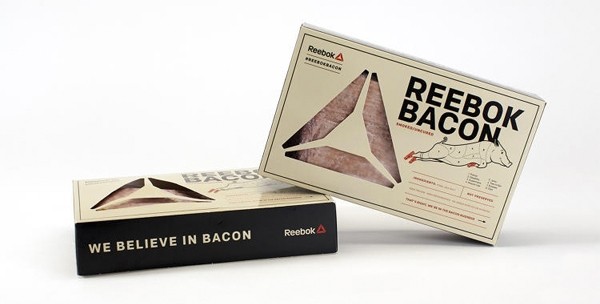 Reebacon, a packaged bacon product produced by athleticwear brand Reebok, is a limited-run food item.