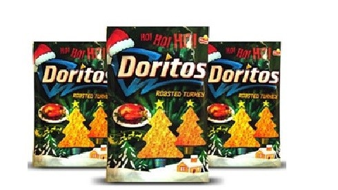 These holiday-themed turkey Doritos are sold in Taiwan only.