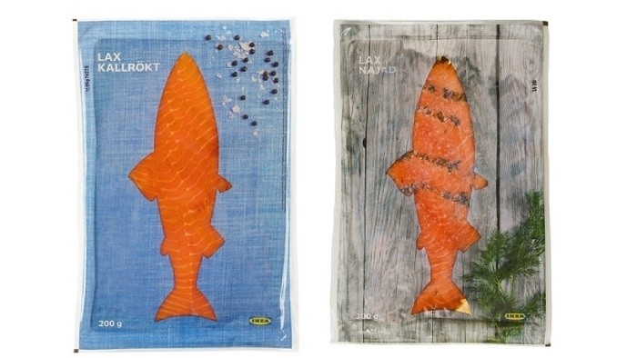 IKEA's frozen fish pouches feature cut-out windows for a view of the product inside.