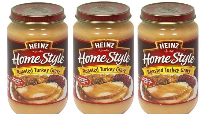 Ready-made gravy typically is found in glass jars.