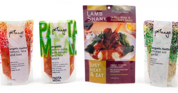 Designed by New Zealand firm Cas-Pak, these ready meal packages offer stand-up shelf presence.