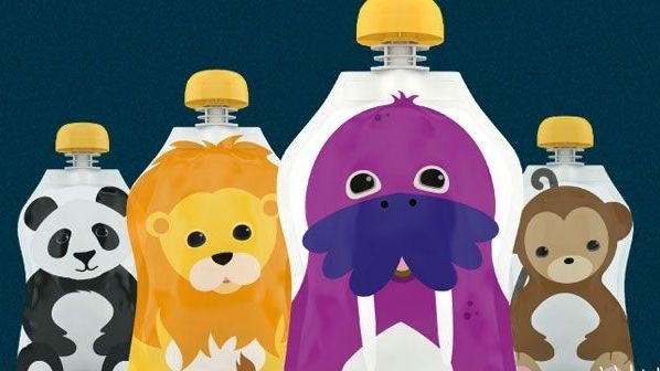 Sqooshi baby food is housed in reusable, rather than disposable, pouches.