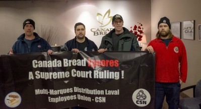 FC-CSN union workers held a protest at Canada Bread's office in Ontario. Pic: FC-CSN