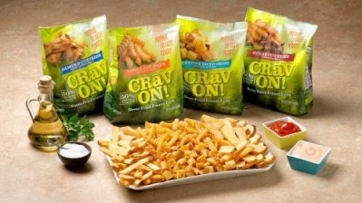 J.R. Simplot's CravOn potato products offer reduced fat content over conventional flash-fried frozen french fries.